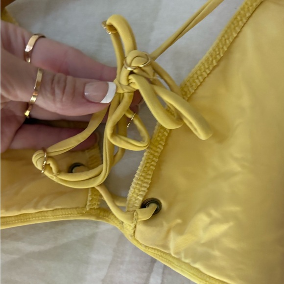 Women’s Yellow Ribbed Triangle Bikini Top - Picture 5 of 10